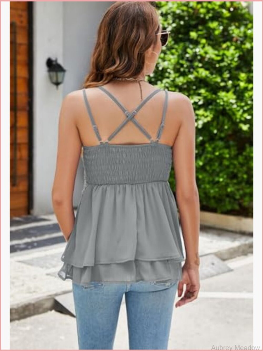Lace Spaghetti Strap Cami Tank Top Sleeveless Babydoll Shirt - Picture 4 of 7